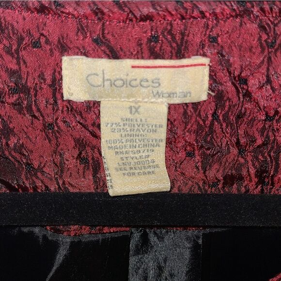Choices Woman Burgundy Textured Blazer Jacket - Picture 5 of 7